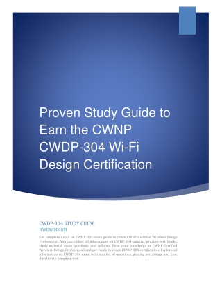 Proven Study Guide to Earn the CWNP CWDP-304 Wi-Fi Design Certification