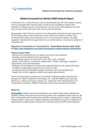 Connected Car Market Forecasts to 2028