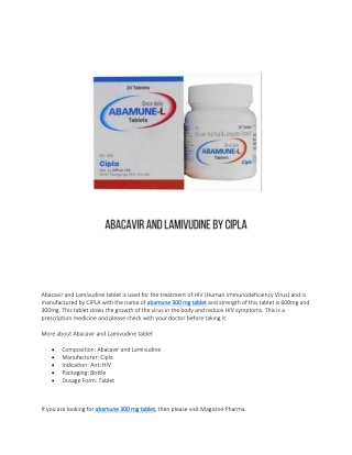Abamune 300 mg tablet