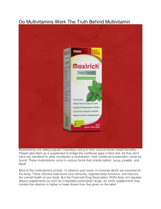 Do Multivitamins Work The Truth Behind Multivitamin
