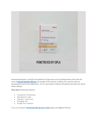 pemetrexed 500 mg price in India