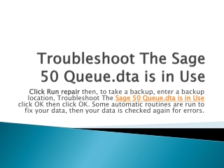 Fix Sage 50 Queue.dta is in Use Error