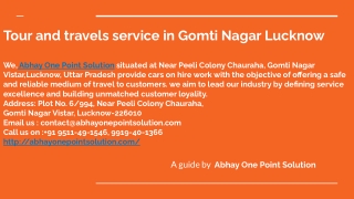 Tour and travels service in Gomti Nagar Lucknow