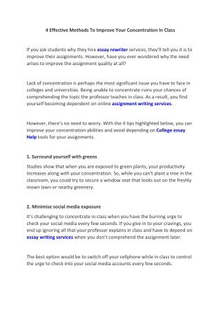 4 Effective Methods To Improve Your Concentration In Class