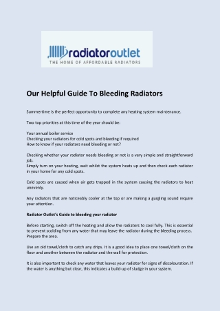Our Helpful Guide To Bleeding Radiators