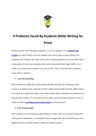 4 Problems Faced By Students While Writing An Essay