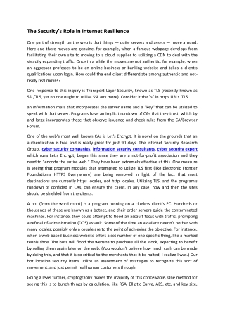 The Security's Role in Internet Resilience