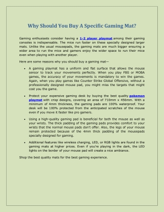 Why Should You Buy A Specific Gaming Mat.docx