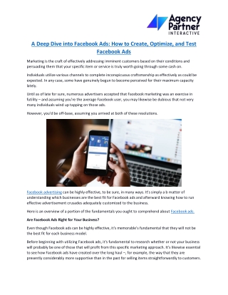 A Deep Dive into Facebook Ads How to Create, Optimize, and Test Facebook Ads