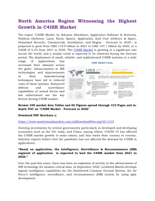 North America Region Witnessing the Highest Growth in C4ISR Market