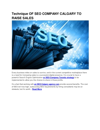 Technique OF SEO COMPANY CALGARY TO RAISE SALES