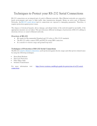 A Guide for Protection of RS-232 Serial Connections