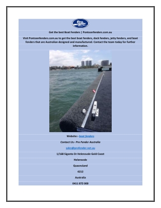 Get the best Boat Fenders | Pontoonfenders.com.au