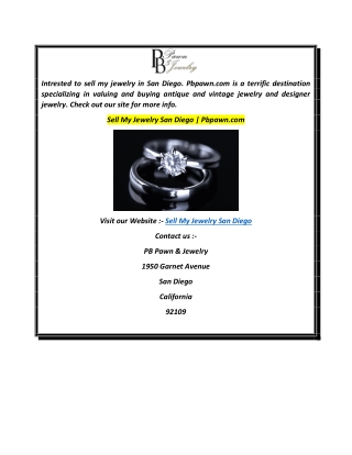 Sell My Jewelry San Diego  Pbpawn.com