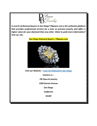 Loan On Diamond In San Diego  Pbpawn.com