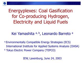Energyplexes: Coal Gasification for Co-producing Hydrogen, Electricity and Liquid Fuels