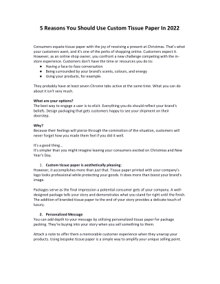 5 Reasons You Should Use Custom Tissue Paper In 2022.