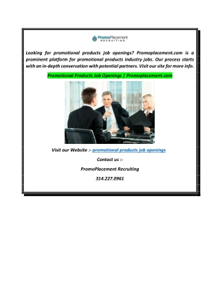 Promotional Products Job Openings  Promoplacement.com