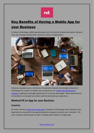 Key Benefits of Having a Mobile App for your Business