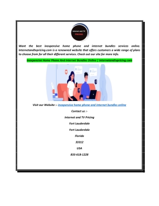Inexpensive Home Phone And Internet Bundles Online  Internetandtvpricing.com