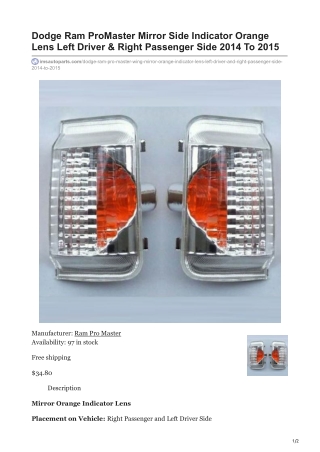 imsautoparts.com-Dodge Ram ProMaster Mirror Side Indicator Orange Lens Left Driver amp Right Passenger Side 2014 To 20