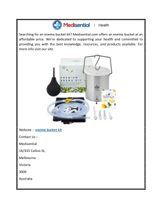 Enema Bucket Kit  Medisential.com