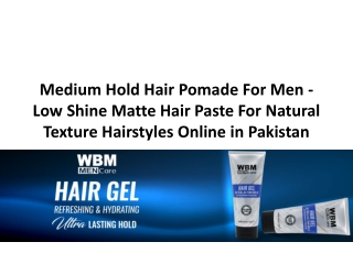 Medium Hold Hair Pomade For Men - Low