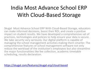 India Most Advance School ERP With Cloud-Based Storage