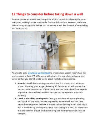 12 THINGS TO CONSIDER BEFORE TAKING DOWN A WALL