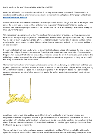 8 Effective name necklace Elevator Pitches
