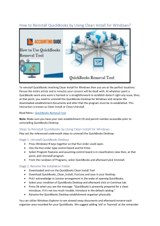How to QuickBooks Removal Tool