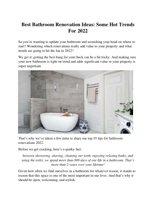 Bathroom Renovation Ideas: Some Hot Trends For 2022