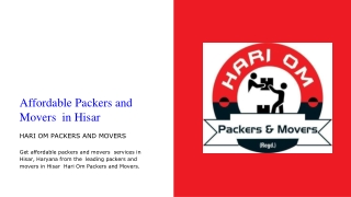 Affordable Packers and Movers in Hisar - Affordable Home Shifting Services in Hisar