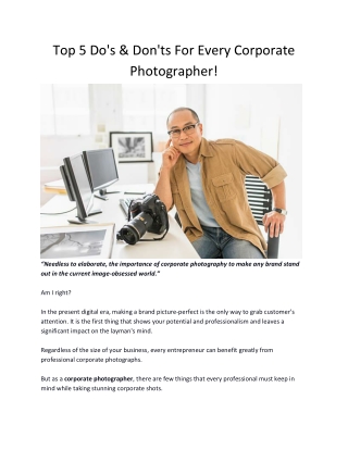 Top 5 Do's & Don'ts For Every Corporate Photographer