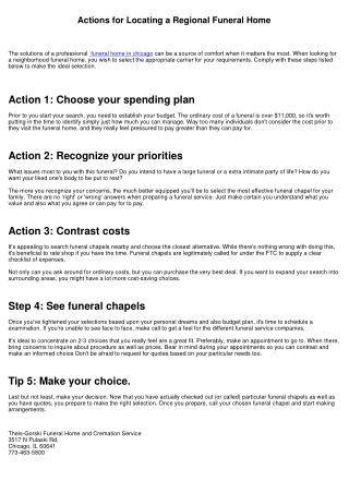 Actions for Locating a Neighborhood Funeral Home