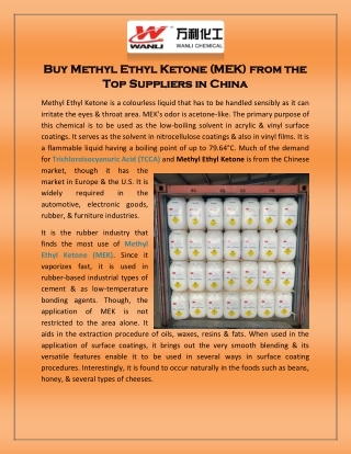 Buy Methyl Ethyl Ketone (MEK) from the Top Suppliers in China