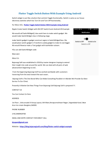Flutter Toggle Switch Button With Example Using Android