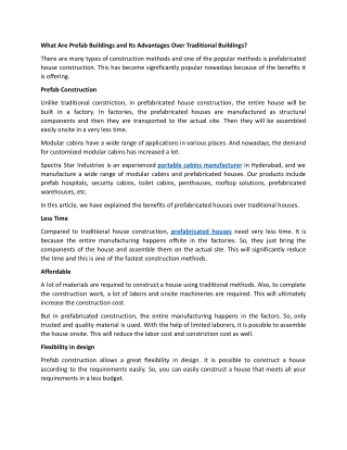 What Are Prefab Buildings and Its Advantages Over Traditional Buildings.docx