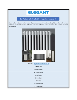 Buy Radiators Online In Uk | Elegantshowers.co.uk