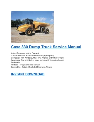 Case 330 Dump Truck Service Manual