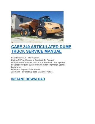 CASE 340 ARTICULATED DUMP TRUCK SERVICE MANUAL