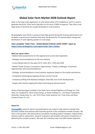 2021 Solar Farm Industry Global Analysis Report