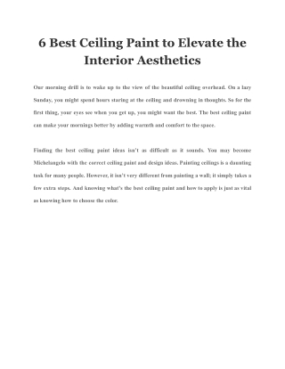 6 Best Ceiling Paint to Elevate the Interior Aesthetics