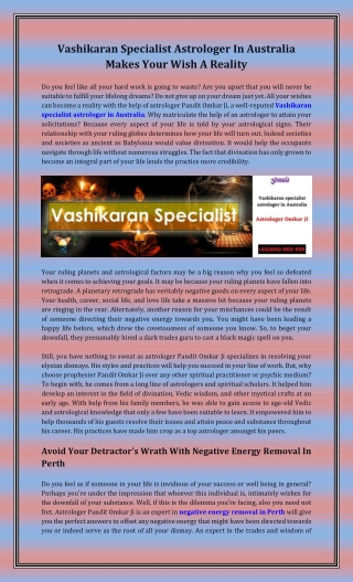 Vashikaran Specialist Astrologer In Australia Makes Your Wish A Reality
