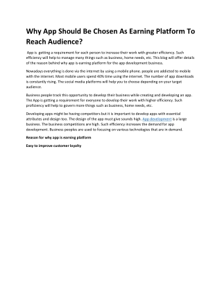 Why App Should Be Chosen As Earning Platform To Reach Audience?