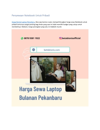 Harga Sewa Laptop Bulanan Pekanbaru, WA 0878 9381 1922