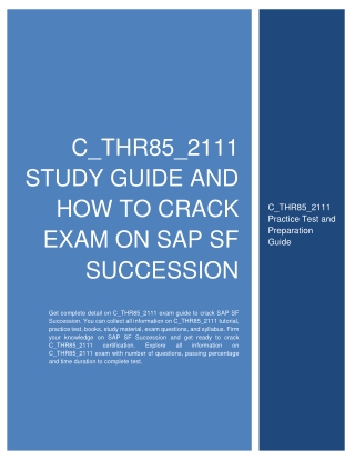 C_THR85_2111 Study Guide and How to Crack Exam on SAP SF Succession