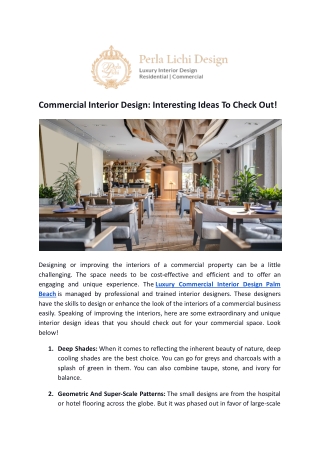 Commercial Interior Design: Interesting Ideas To Check Out!