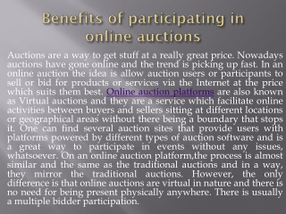 Benefits of participating in online auctions