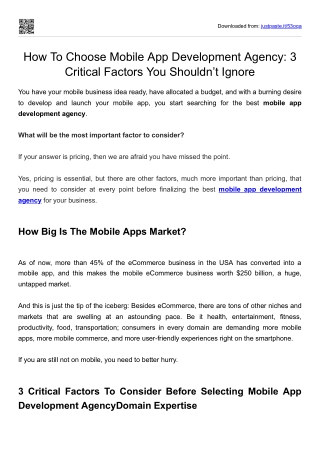 How To Choose Mobile App Development Agency